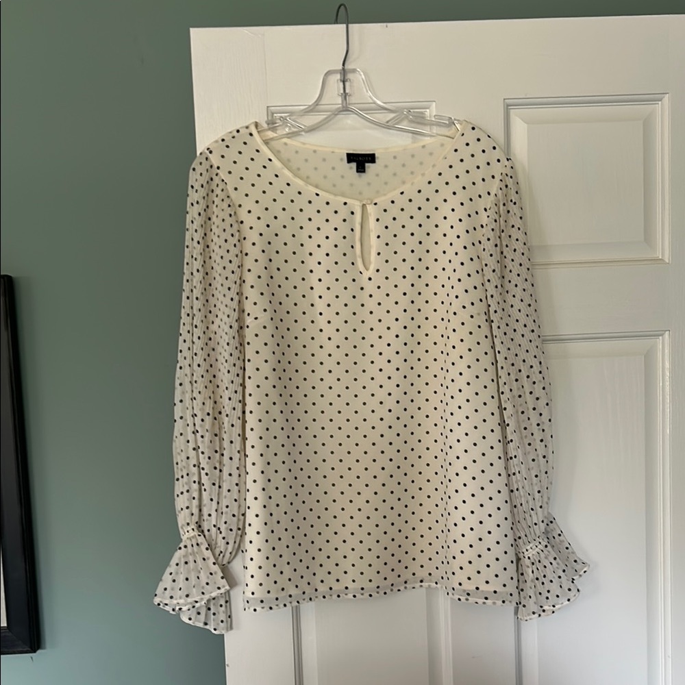 Talbots Cream Ruffled Blouse with Relaxed Fit